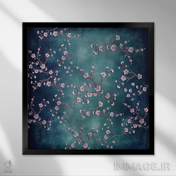 تابلو ساکورا (شکوفه گیلاس) اثر مونیکا استریگل - نمای قابدار مشکی