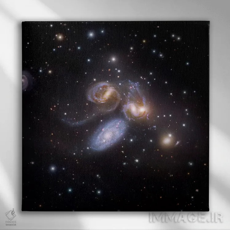 تابلو Compact Galactic Group In Pegasus Composite Image,پنجتایی استفان، گروه فشرده کهکشانی در صورت فلکی اسب بالدار (تصویر ترکیبی) اثر رابرت گندلر - نمای روبهرو روی دیوار