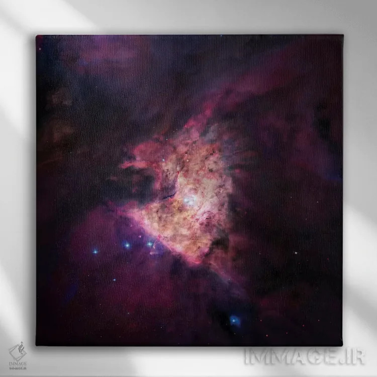 تابلو مرکز سحابی شکارچی (خوشه ذوزنقهای) موزاییکی اثر رابرت گندلر - نمای روبهرو روی دیوار