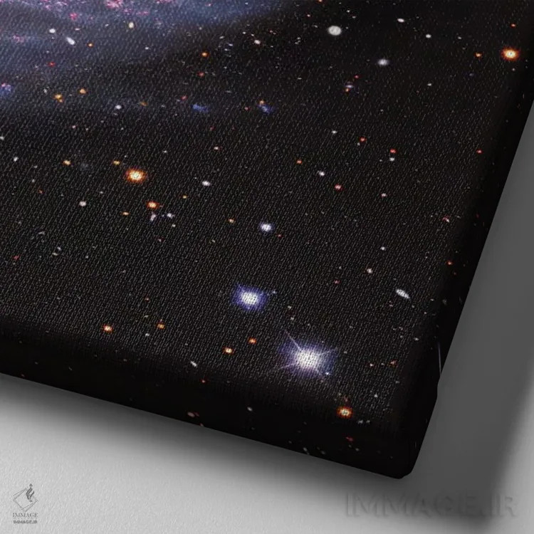 تابلو کهکشان مارپیچی بزرگ با میله (NGC 1365) چرخیده اثر رابرت گندلر - نمای نزدیک بافت بوم