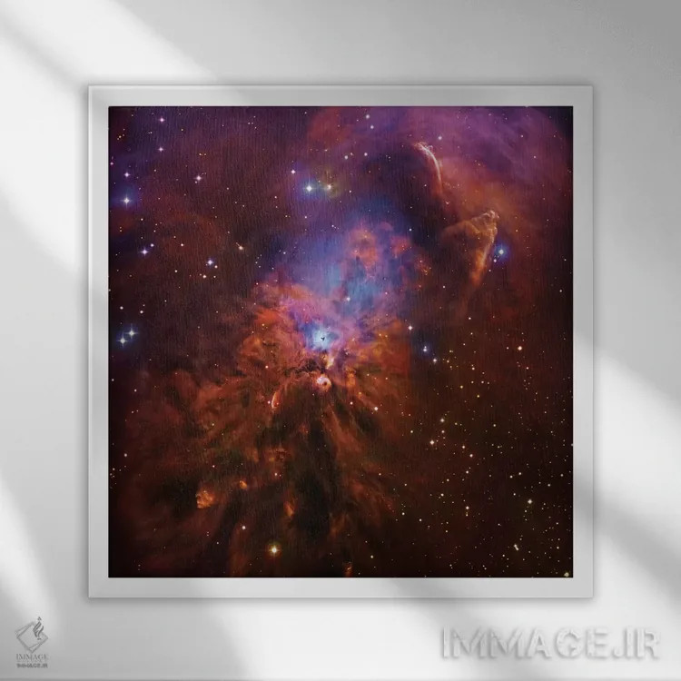 تابلو سحابی نشری و بازتابی در شکارچی (NGC 1999) II اثر رابرت گندلر - نمای قابدار سفید