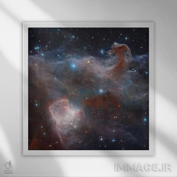 تابلو منطقه سحابی سر اسب در نور مادون قرمز اثر رابرت گندلر - نمای قابدار سفید