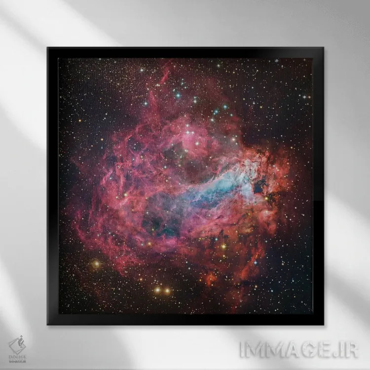 تابلو Swan, Omega, Horseshoe, Lobster Nebula (NGC 6618),M17، سحابی قو، امگا، نعلی، خرچنگ (NGC 6618) اثر رابرت گندلر - نمای قابدار مشکی