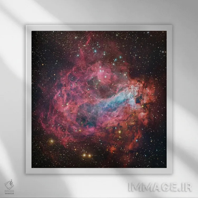 تابلو Swan, Omega, Horseshoe, Lobster Nebula (NGC 6618),M17، سحابی قو، امگا، نعلی، خرچنگ (NGC 6618) اثر رابرت گندلر - نمای قابدار سفید