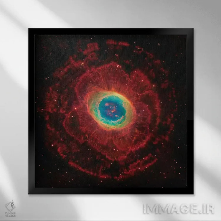 تابلو ام۵۷، سحابی حلقهای (انجیسی ۶۷۲۰) اثر رابرت گندلر - نمای قابدار مشکی