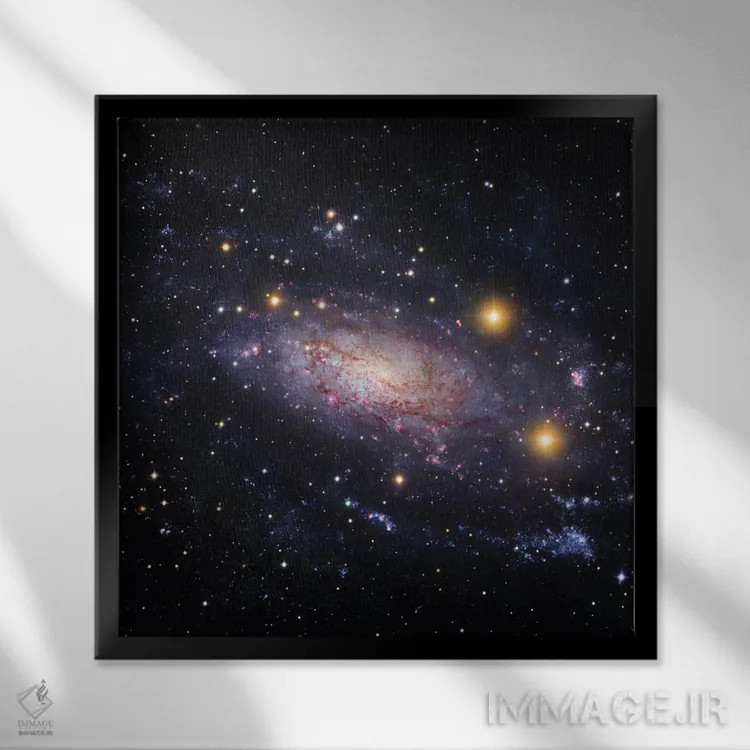 تابلو کهکشان مارپیچی در صورت فلکی مار ابی (انجیسی ۳۶۲۱) اثر رابرت گندلر - نمای قابدار مشکی