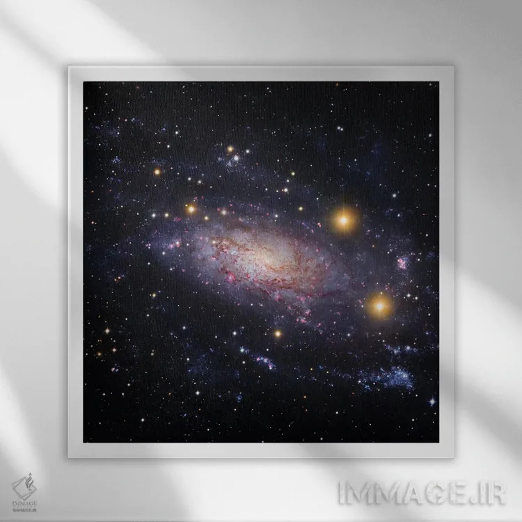 تابلو کهکشان مارپیچی در صورت فلکی مار ابی (انجیسی ۳۶۲۱) اثر رابرت گندلر - نمای قابدار سفید