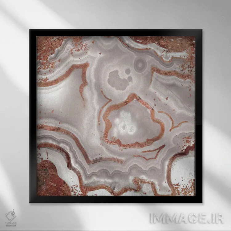 تابلو درخشش سفید طلای صورتی اثر فایو بای فایو کالکتیو - نمای قابدار مشکی