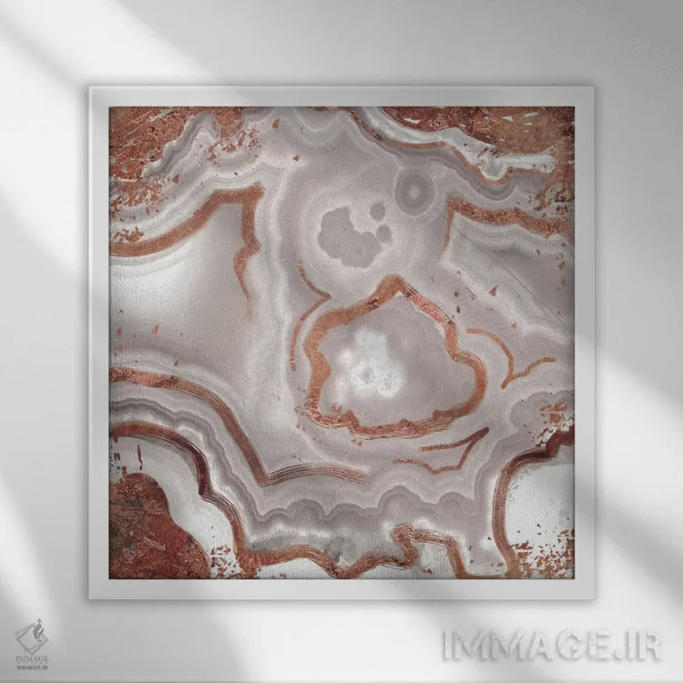 تابلو درخشش سفید طلای صورتی اثر فایو بای فایو کالکتیو - نمای قابدار سفید