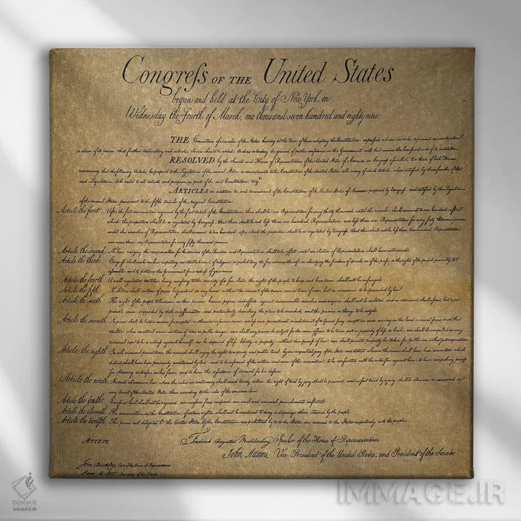 تابلو 1789,منشور حقوق آمریکا، ۱۷۸۹ اثر ناشناس - نمای روبهرو روی دیوار