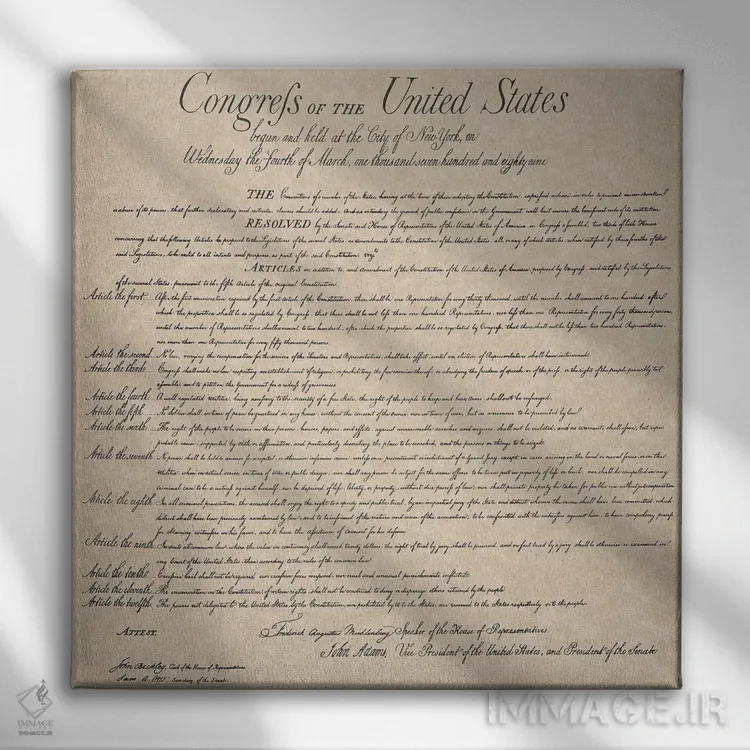 تابلو 1789,منشور حقوق آمریکا، ۱۷۸۹ اثر ناشناس - نمای روبهرو روی دیوار