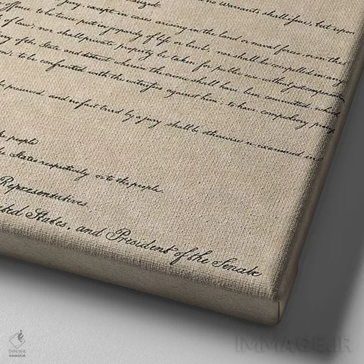 تابلو 1789,منشور حقوق آمریکا، ۱۷۸۹ اثر ناشناس - نمای نزدیک بافت بوم