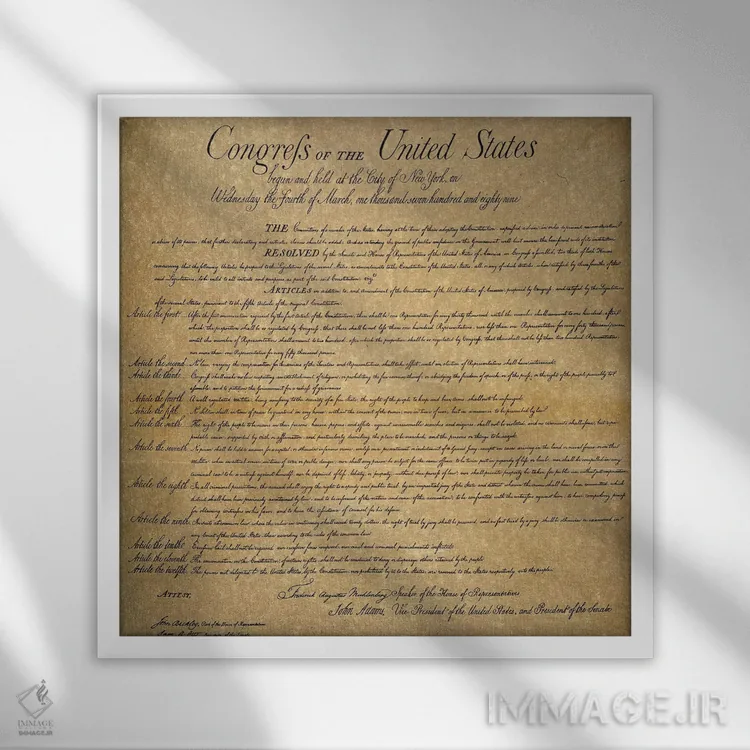 تابلو 1789,منشور حقوق آمریکا، ۱۷۸۹ اثر ناشناس - نمای قابدار سفید