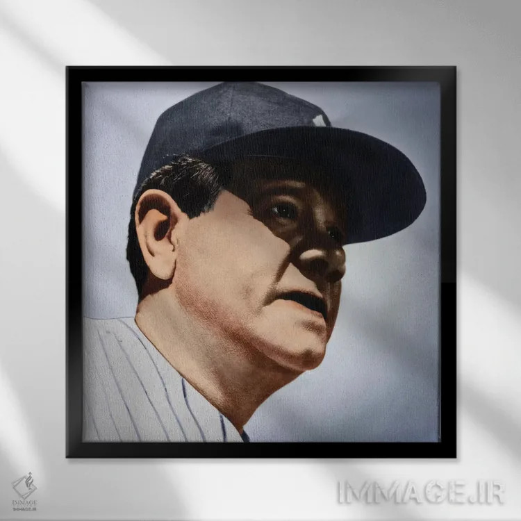 تابلو بیب روث (۱۸۹۵–۱۹۴۸) اثر گرنجر - نمای قابدار مشکی