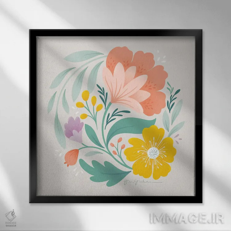 تابلو "مطالعه گل I" اثر گیا گراهام - نمای قابدار مشکی