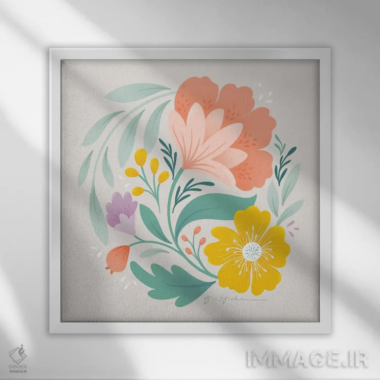 تابلو "مطالعه گل I" اثر گیا گراهام - نمای قابدار سفید
