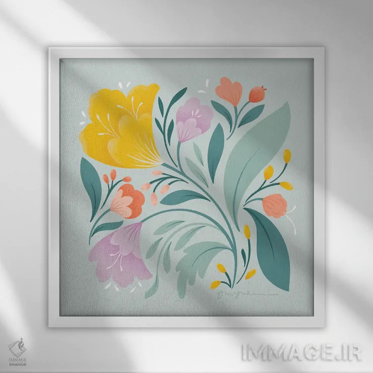 تابلو "مطالعه گل II" اثر گیا گراهام - نمای قابدار سفید