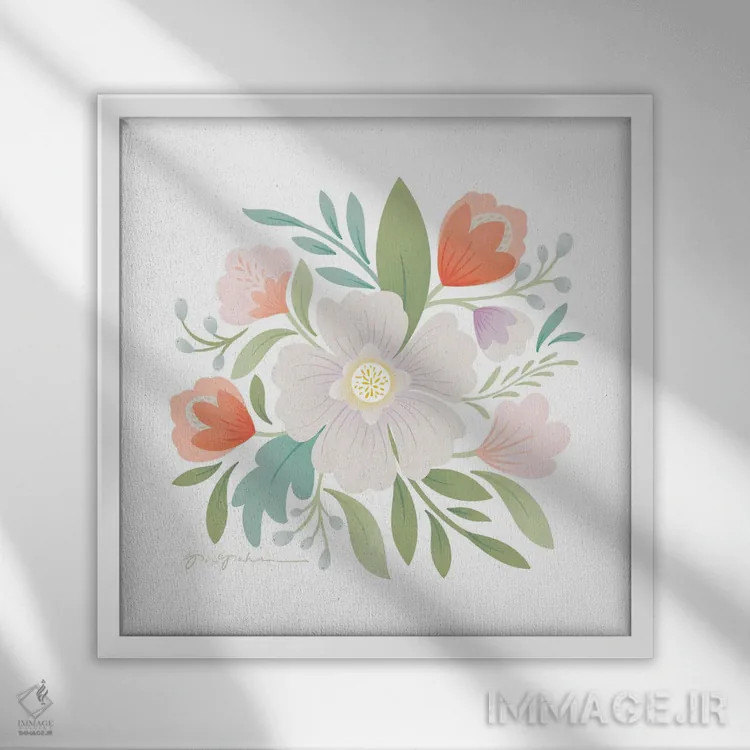 تابلو دستهگل شیرین I اثر گیا گراهام - نمای قابدار سفید