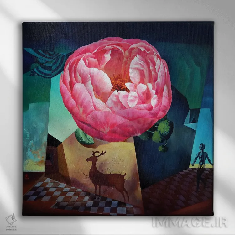 تابلو یک شکوفه یک جهان I اثر گوئیگن ژا - نمای روبهرو روی دیوار