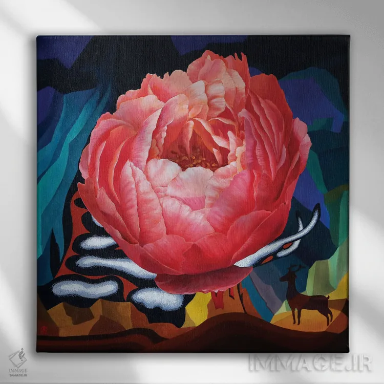 تابلو یک شکوفه یک جهان II اثر گوئیگن ژا - نمای روبهرو روی دیوار