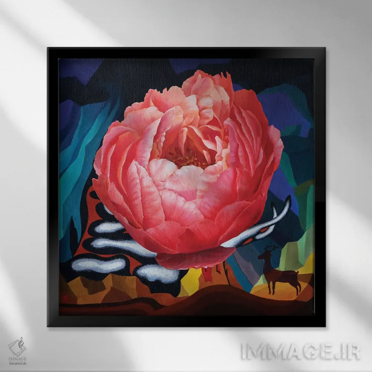 تابلو یک شکوفه یک جهان II اثر گوئیگن ژا - نمای قابدار مشکی