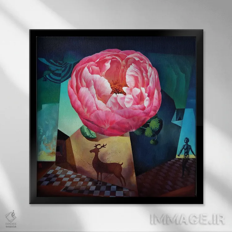 تابلو یک شکوفه یک جهان I اثر گوئیگن ژا - نمای قابدار مشکی