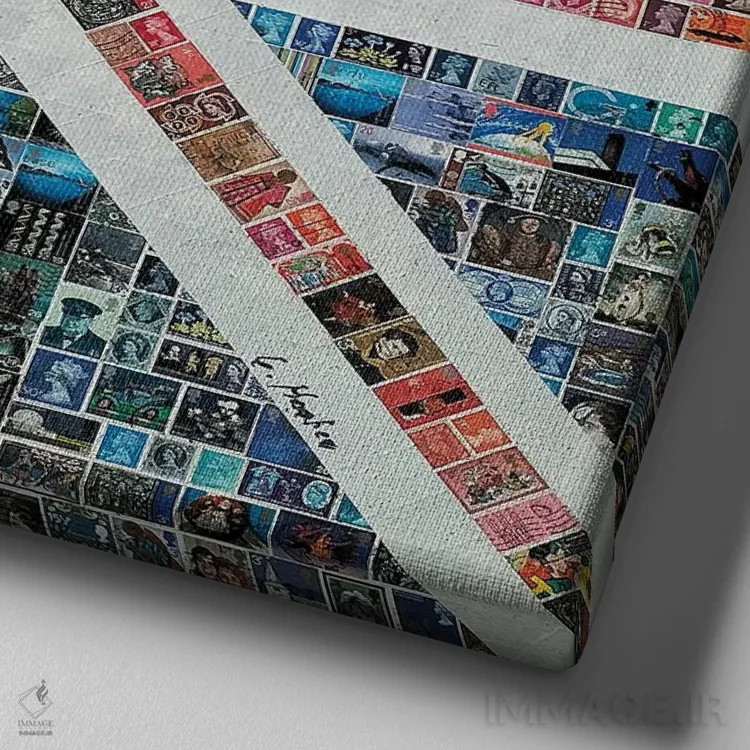 تابلو پرچم اتحاد مربعی اثر گری هاگبن - نمای نزدیک بافت بوم