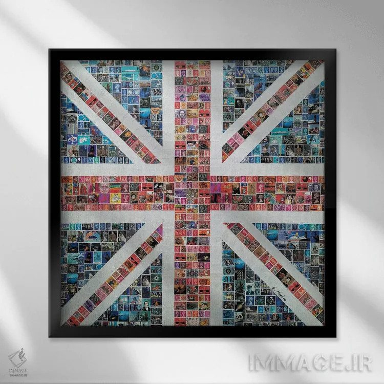 تابلو پرچم اتحاد مربعی اثر گری هاگبن - نمای قابدار مشکی