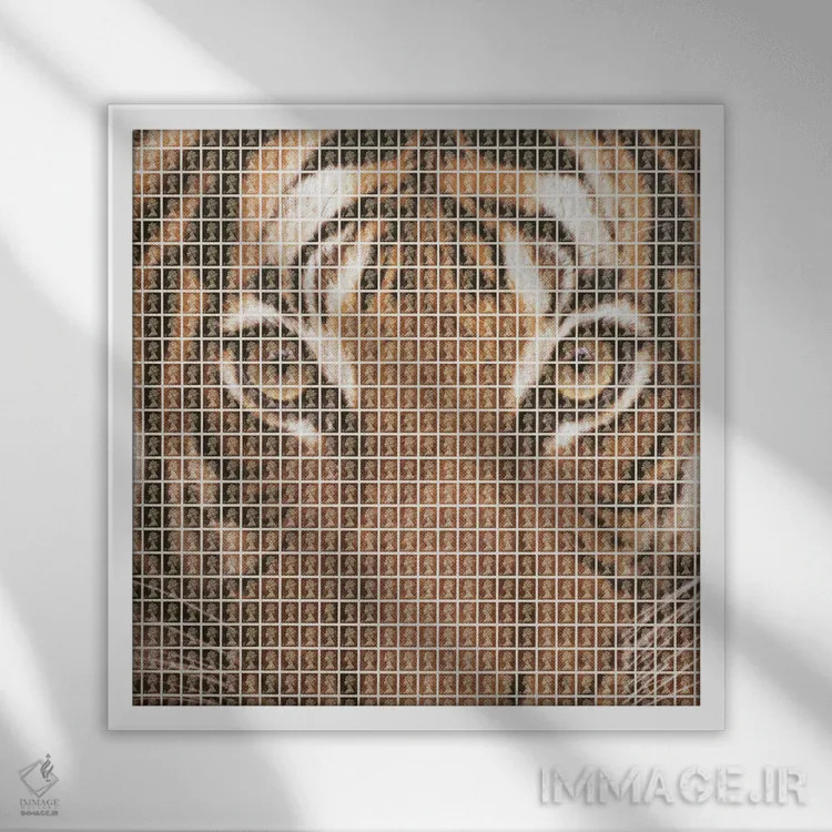 تابلو ببر اثر گری هاگبن - نمای قابدار سفید