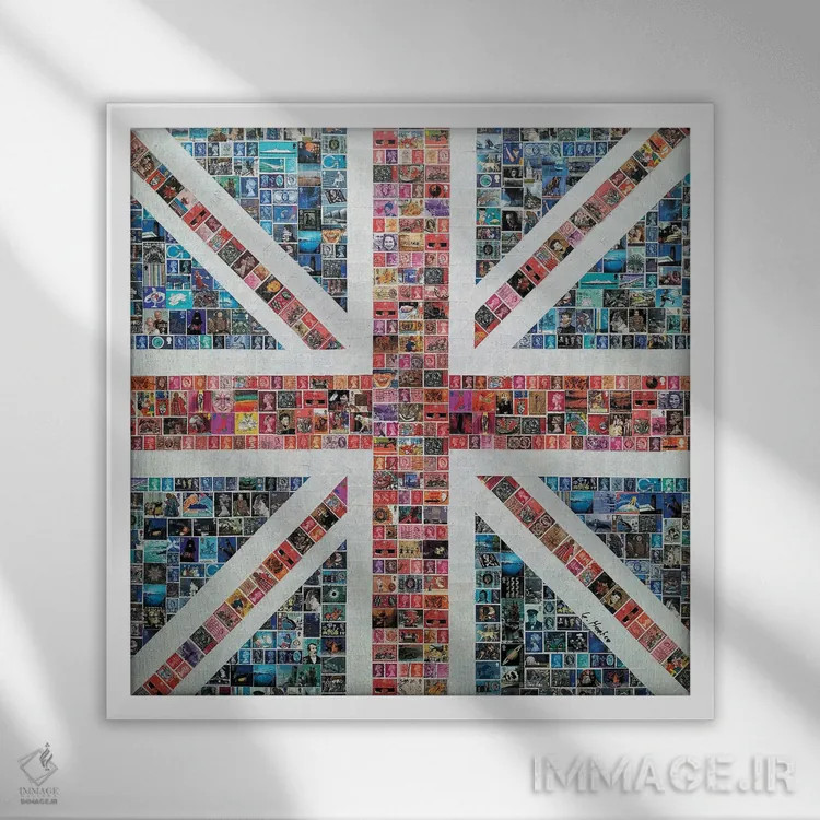 تابلو پرچم اتحاد مربعی اثر گری هاگبن - نمای قابدار سفید