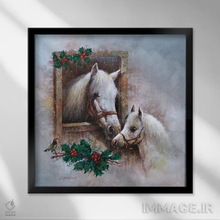 تابلو آرس و عشقه (گیاه کریسمسی) اثر جوردانو استودیو (استودیوی هنری) - نمای قابدار مشکی