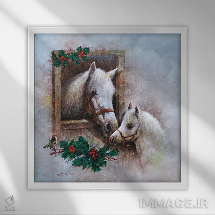 تابلو آرس و عشقه (گیاه کریسمسی) اثر جوردانو استودیو (استودیوی هنری) - نمای قابدار سفید