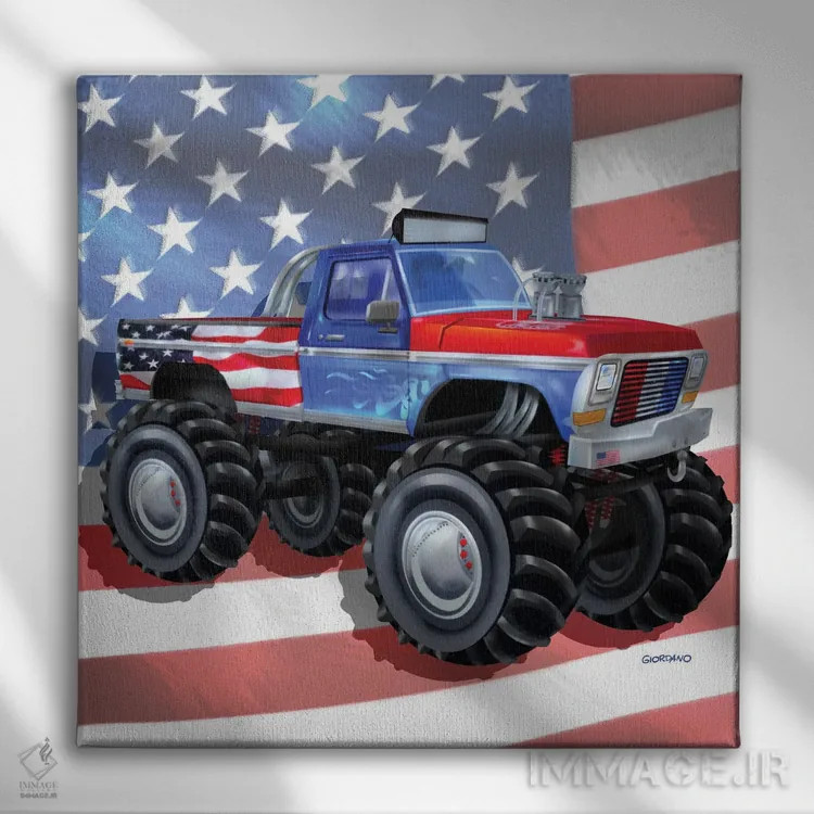 تابلو رانندگان کامیون آمریکایی I اثر جوردانو استودیو (استودیوی هنری) - نمای روبهرو روی دیوار