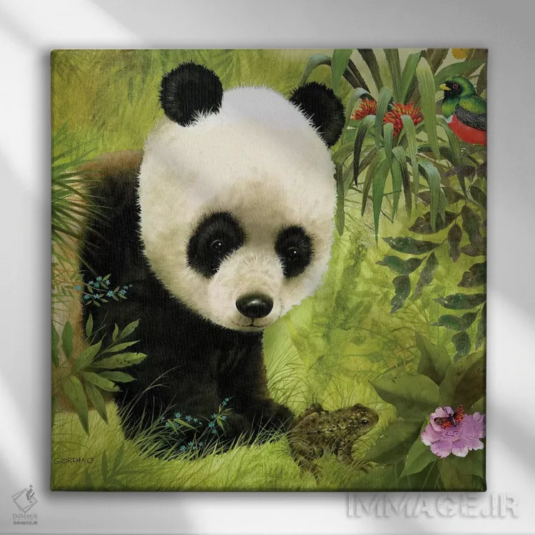 تابلو مهمان کامل پاندای اثر جوردانو استودیو (استودیوی هنری) - نمای روبهرو روی دیوار