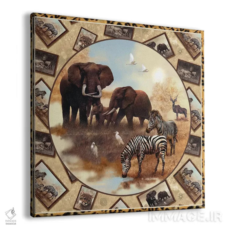 تابلو دایره مربعی سافاری (سبک هنری) اثر جوردانو استودیو (استودیوی هنری) - نمای پرسپکتیو محصول