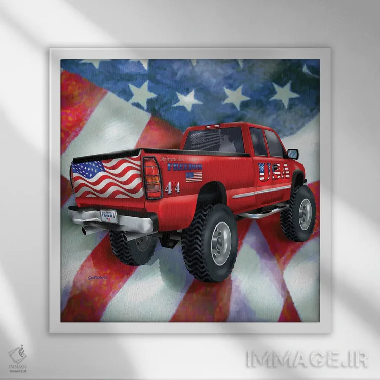تابلو رانندگان کامیون آمریکایی II اثر جوردانو استودیو (استودیوی هنری) - نمای قابدار سفید
