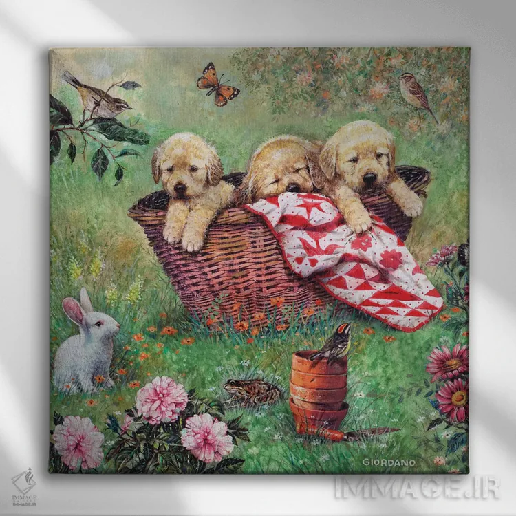 تابلو سبد شادی اثر جوردانو استودیو (استودیوی هنری) - نمای روبهرو روی دیوار