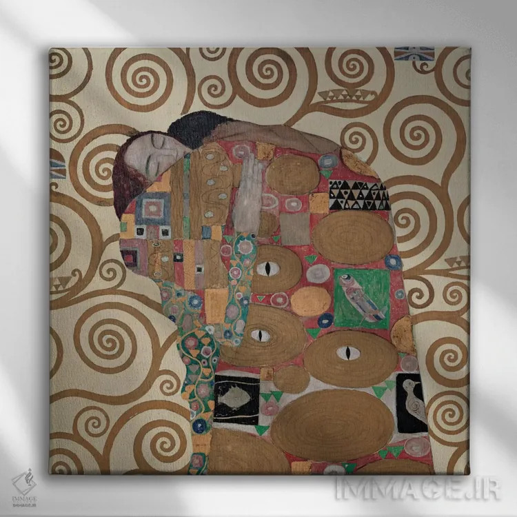 تابلو تحقق، مربع اثر گوستاو کلیمت - نمای روبهرو روی دیوار