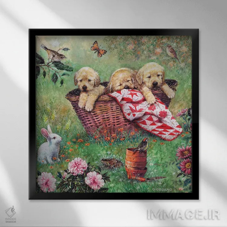 تابلو سبد شادی اثر جوردانو استودیو (استودیوی هنری) - نمای قابدار مشکی