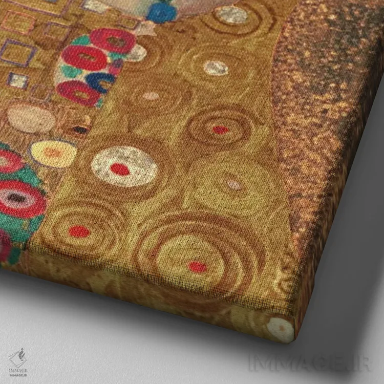 تابلو ایل باچیو، جزئیات مربع (بوسه) اثر گوستاو کلیمت - نمای نزدیک بافت بوم