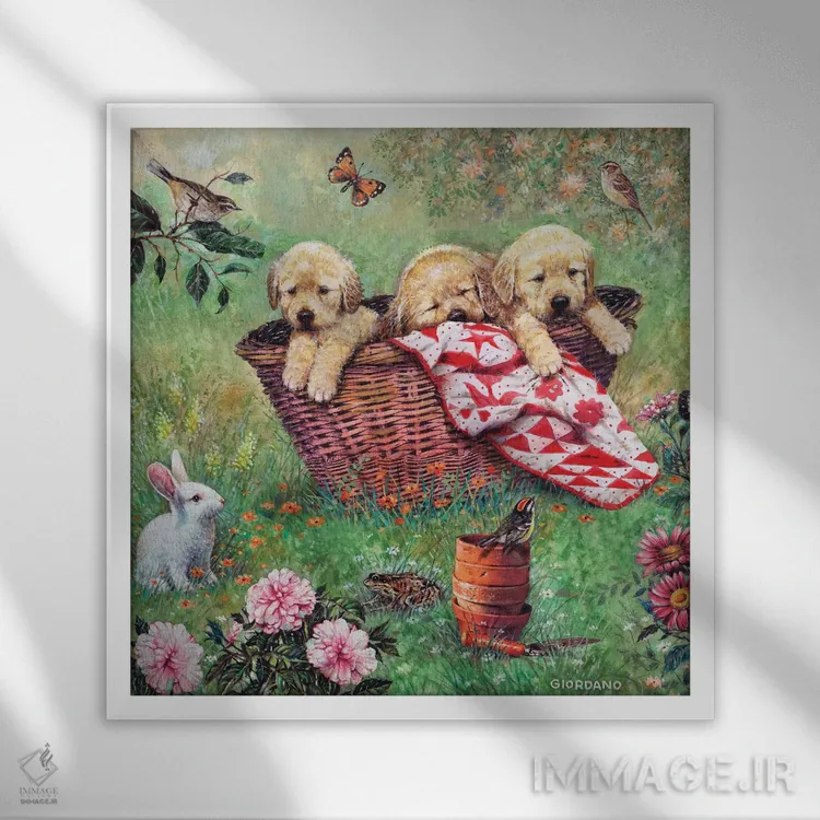 تابلو سبد شادی اثر جوردانو استودیو (استودیوی هنری) - نمای قابدار سفید