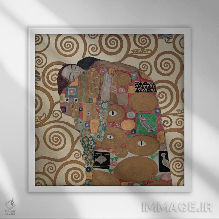 تابلو تحقق، مربع اثر گوستاو کلیمت - نمای قابدار سفید