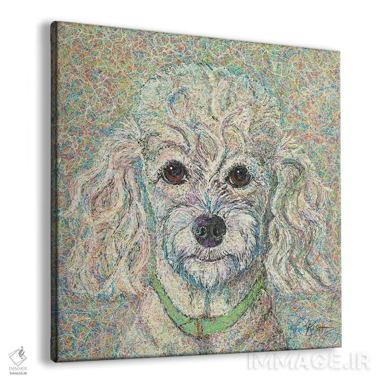 تابلو پودل قطرهای (به سبک Drip Art) اثر گرچن کیش سرانو - نمای پرسپکتیو محصول