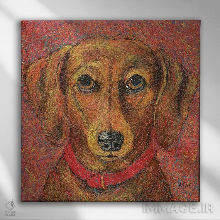 تابلو داشهاند قطرهای (به سبک Drip Art) اثر گرچن کیش سرانو - نمای روبهرو روی دیوار