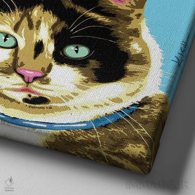 تابلو چهار گربه کالیکو پورهول (بازی با وارهول و صدای گربه) اثر گرچن کیش سرانو - نمای نزدیک بافت بوم