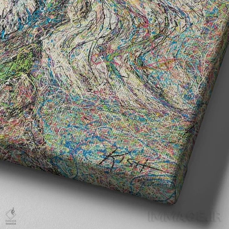 تابلو پودل قطرهای (به سبک Drip Art) اثر گرچن کیش سرانو - نمای نزدیک بافت بوم