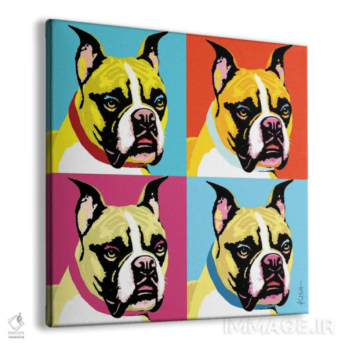 تابلو چهار باکسر ووفهول (بازی با وارهول و صدای سگ) اثر گرچن کیش سرانو - نمای پرسپکتیو محصول