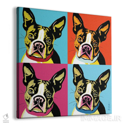 تابلو چهار بوستون تریر ووفهول (بازی با وارهول و صدای سگ) اثر گرچن کیش سرانو - نمای پرسپکتیو محصول