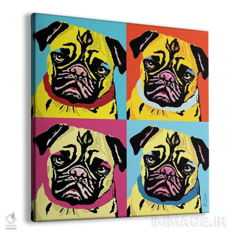 تابلو چهار پاگ ووفهول (بازی با وارهول و صدای سگ) اثر گرچن کیش سرانو - نمای پرسپکتیو محصول