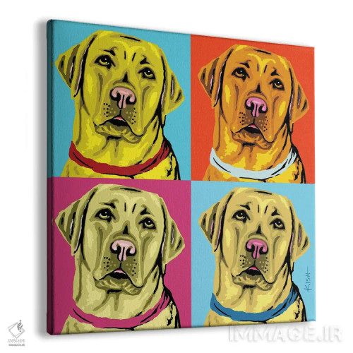 تابلو چهار لبرادور زرد ووفهول (بازی با وارهول و صدای سگ) اثر گرچن کیش سرانو - نمای پرسپکتیو محصول